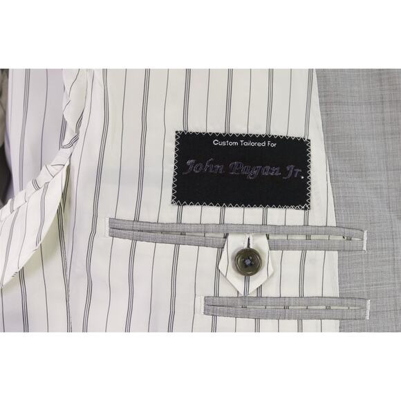 Beaux New York Custom Made Gray Tic Woven 2-Btn Wool Blazer Jacket 42S - Picture 9 of 11